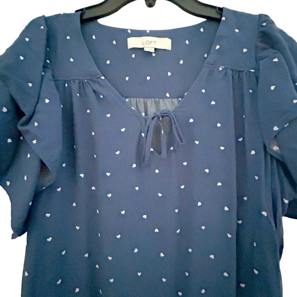 LOFT
Heart Tie Neck Flutter Sleeve Top - Picture 7 of 10